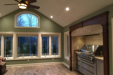 Inspiration for a large transitional porcelain tile sunroom remodel in Other with a standard ceiling