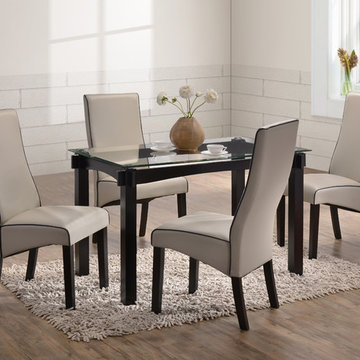 Dining Rooms5 Piece Cappuccino Wood & Glass Kitchen Dinette Dining Table & 4 Gre