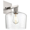 Port Nine Chardonnay Wall Sconce, Brushed Steel, Seeded Glass, Replaceable LED