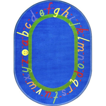 Joy Carpets Kid Essentials, Early Childhood Alphascript Rug, 10'9"X13'2" Oval