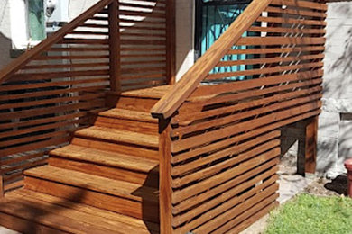 Inspiration for a small transitional staircase remodel in Denver