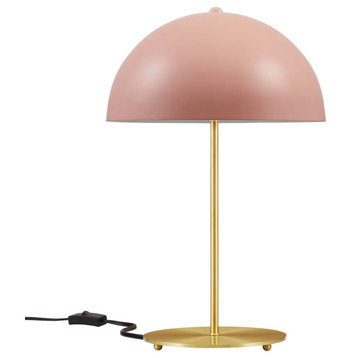Table Lamp, Pink Gold, Metal, Modern, Mid Century Cafe Bistro Hospitality