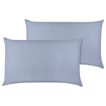 Organic Cotton Pillowcase Pair 300TC GOTS Certified, Light Blue, Queen 21"x32"