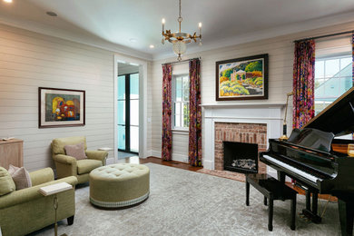 Example of a beach style living room design in Charleston