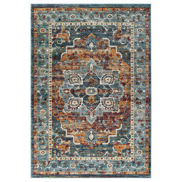 Tribute Diantha Distressed Vintage Floral Persian Medallion 5x8 Area Rug by Modw