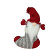 Gray and Red "Tristan" Gnome in Christmas Stocking Tabletop Decoration, 14.5"