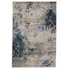 Vibe Terrior Abstract Blue and Red Area Rug, Blue and Gold, 7'10"x10'10"