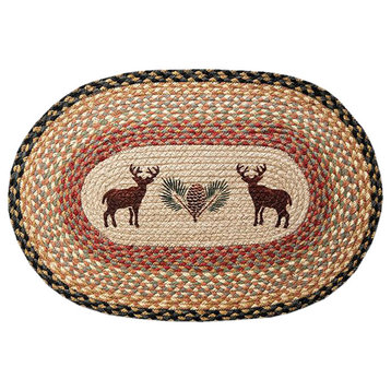 Deer and Pinecone Oval Patch Rug