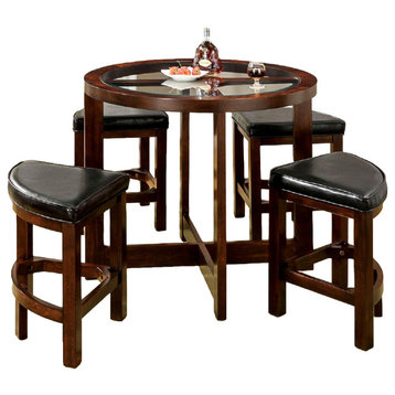 5-piece Dining Table Set, Dark Walnut