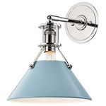 Hudson Valley Lighting - Painted No.2 Wall Sconce, Polished Nickel, Blue Bird Shade - Designed by Mark D. Sikes