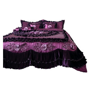 6 Piece Frosted Fields Faux Satin Luxury Comforter Set