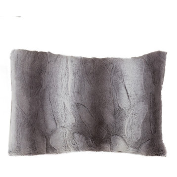 Faux Fur Decorative Throw Pillow Cover, 14"x20", Gray