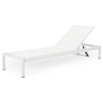 Cape Coral Gray Outdoor Mesh Chaise Lounge, White