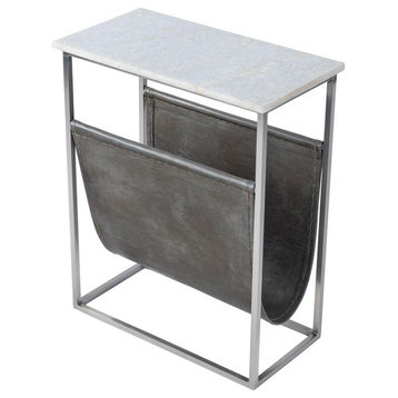 Butler Specialty Koler Marble and Leather Magazine Table in Beige