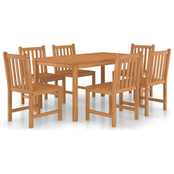 vidaXL Solid Wood Teak Patio Dining Set 7 Piece Garden Outdoor Table and Chair