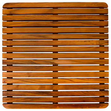 Nordic Style Teak Oiled Square Shower and Bath Mat 24"x24"