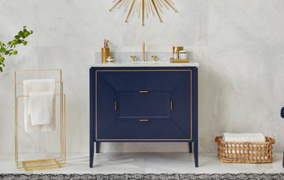 A Blue and Brass Bathroom