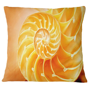 Yellow Nautilus Shell Contemporary Throw Pillow, 18"x18"