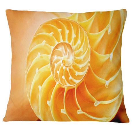 Yellow Nautilus Shell Contemporary Throw Pillow, 18"x18"