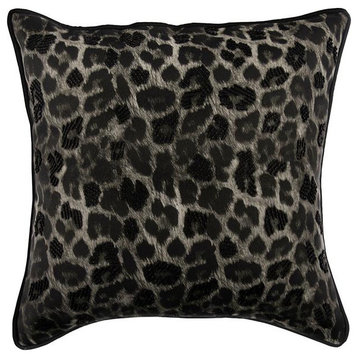 Black 22"x22" Pillow Cover, Leather & Suede, Animal, Spotted Wild