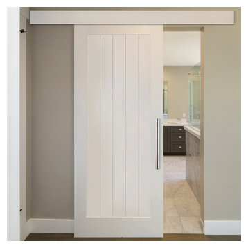 Shaker Panel Sliding Barn Door with 10 different panel designs, Finished (Painte