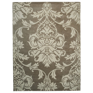 EORC Light Brown Hand-Tufted Wool Tufted Rug 9' x 12'