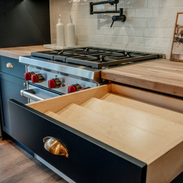 Custom Tiered Spice Drawer and Built-in Cabinet Organization