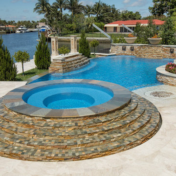 Freeform Pool with Wet Edge Spa in Lighthouse Point, Florida