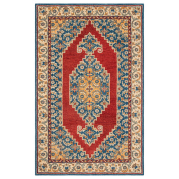 Safavieh Antiquity Collection AT505 Rug, Blue/Red, 4'x6'