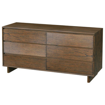 Halmstad Wood Panel 6 Drawer Dresser, Walnut