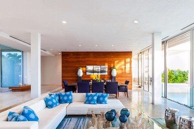 Living room - coastal living room idea in Grand Rapids