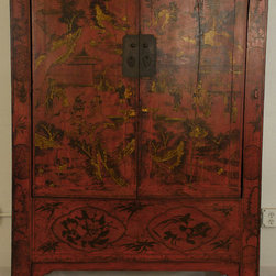 Red Lacquered Cabinet with Original Paint - Armoires And Wardrobes