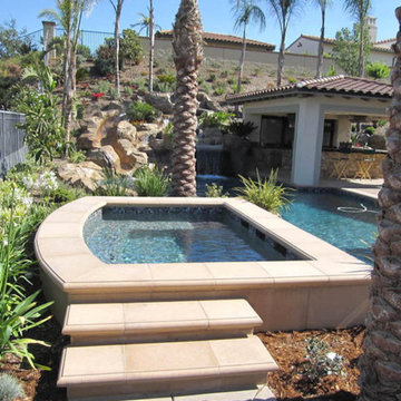 Precasts spa coping, Rock waterfall
