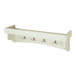 Alaterre Furniture - Shaker Cottage Coat Hooks, Tray Shelf, Ivory - Wall Organizers