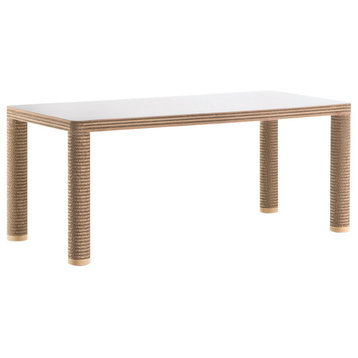 Pole Table, Natural Base/White Mdf Surface