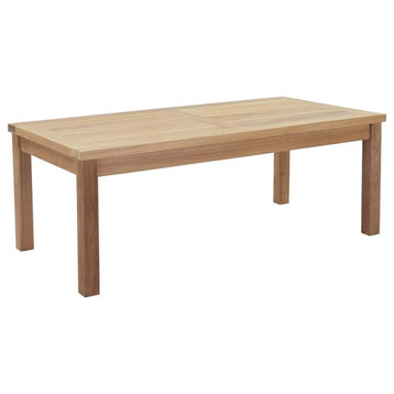 Modway Marina Modern Wood Patio Teak Coffee Table in Natural