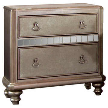 Coaster Bling Game Contemporary 2-Drawer Wood Nightstand in Beige