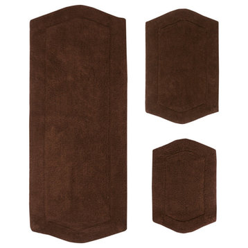 Waterford Collection Bath Rug, 3-Piece Set With Runner, Chocolate