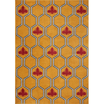 Modern Hexagon Honeycomb Bee Area Rug, 7'9"x9'5"