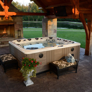 Master Spas: Outdoor Fireplace and Hot Tub
