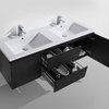 Mob Double-Sink Wall-Mounted Vanity With Sink, Black, 60"
