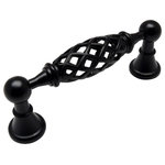 Cosmas - Cosmas 1749-96FB Flat Black 3-3/4&rdquo; CTC (96mm) Birdcage Cabinet Pull - 3-3/4" (96mm) Hole Centers