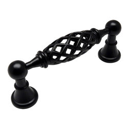 Cosmas - Cosmas 1749-96FB Flat Black 3-3/4&rdquo; CTC (96mm) Birdcage Cabinet Pull - Cabinet And Drawer Handle Pulls