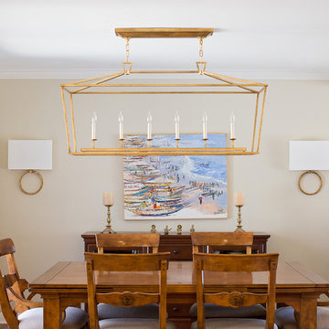 Eclectic Dining Room with Unique Area Rug