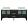 71" Espresso Cabinet, White Porcelain Top and Sinks