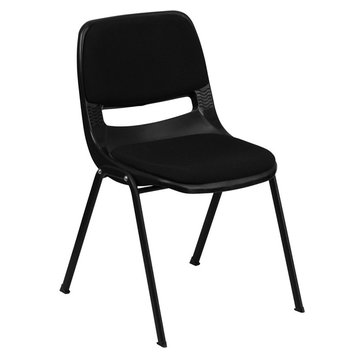 HERCULES Series 770 lb Capacity Designer Black Plastic Stack Chair with Black Frame Flash Furniture 5 Pk 
