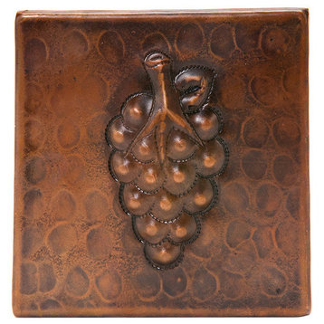 Premier Copper Products T4DBG 4" x 4" Hammered Copper Grape Tile