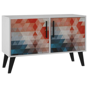 Manhattan Comfort Mid-Century Modern Amsterdam Double Side Table, Multi Color Red/Blue