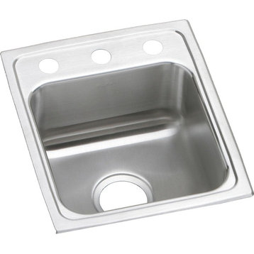 Elkay LRAD151755 Lustertone 15" Drop In Single Basin Stainless - 3 Faucet Holes