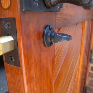 Arch Wooded Brick Framed Gate - Bronze Gate Hardware